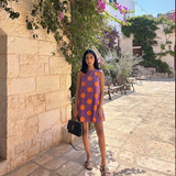 VIOLET ORANGE POLKA DOT DRESS