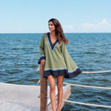 GREEN BLOCK DRESS