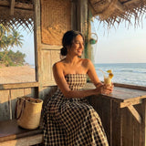 BROWN CHECKERED DRESS