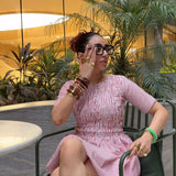 RED STRIPE SMOKING DRESS