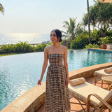 BROWN CHECKERED DRESS