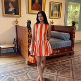 ORANGE STRIPE KIMONO DRESS